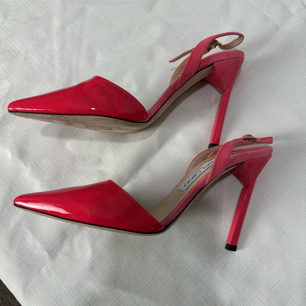 Jimmy Choo Neon Coral Heels Size 37